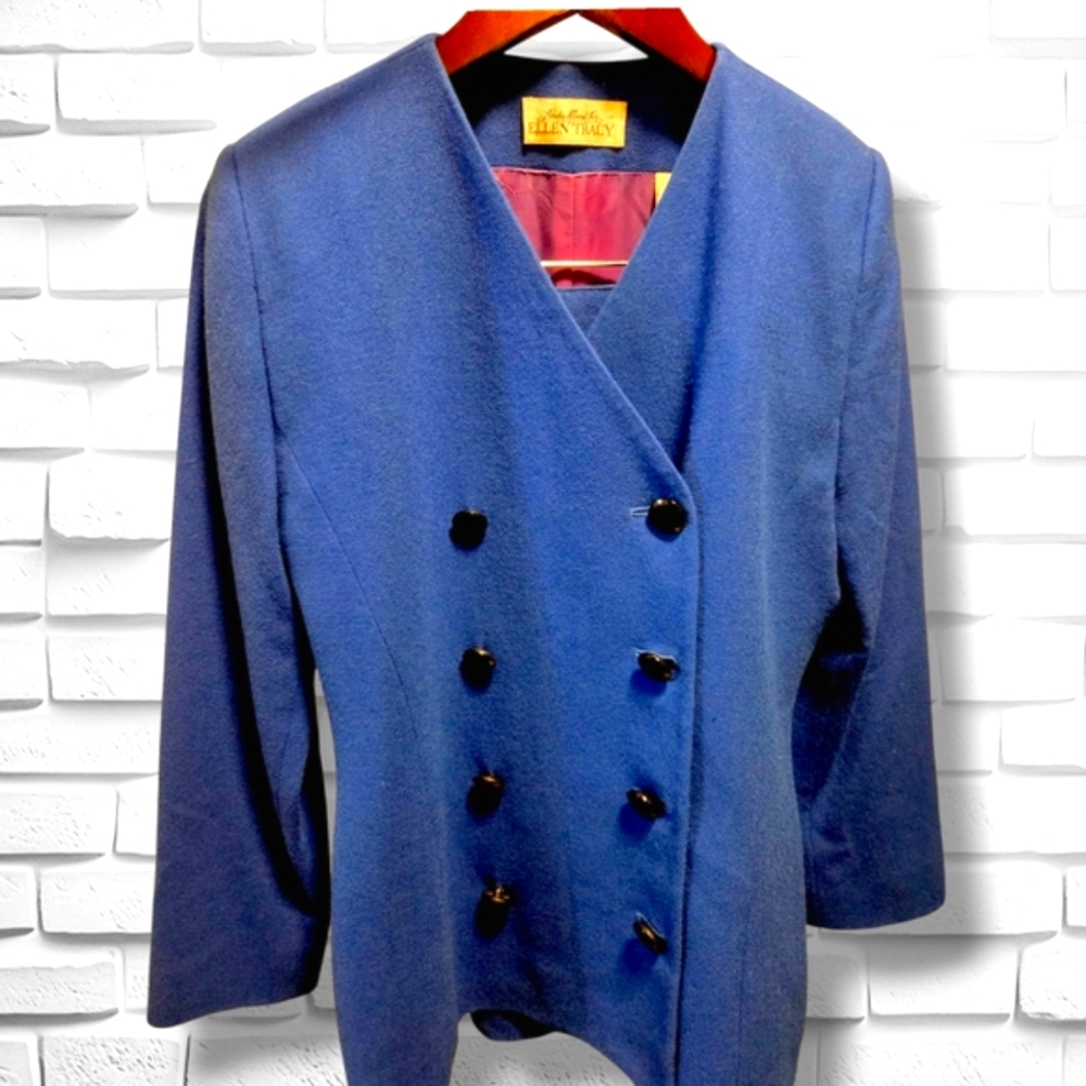 π VINTAGE ELLEN TRACY Royal Blue Power Suit - Size 8 - Picture 2 of 7